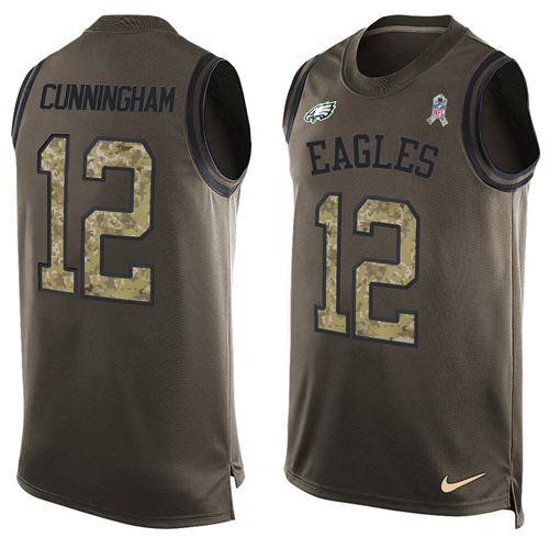 Nike Eagles #12 Randall Cunningham Green Men's Stitched NFL Limited Salute To Service Tank Top Jersey - Click Image to Close